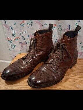 EUC To Boot NY Handmade Mocha Leather Casual Oxford Wingtip Ankle Boot SZ 10
